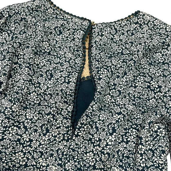 Blue Rain Teal Floral Poet Long Sleeve Romper S - Picture 4 of 7